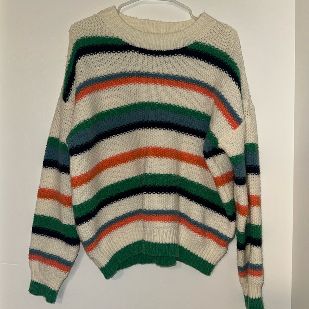 Tea n Rose Textured Knit Sweater in Green and Cream